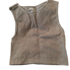 Juniors Girl Brown Ribbed Tank Top /Crop top